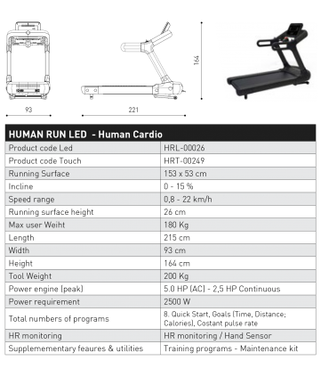 تردمیل کانالی با صفحه نمایش لمسی - CANALI HUMAN RUN TOUCH