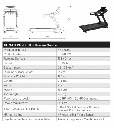 تردمیل کانالی با صفحه نمایش ال ای دی - CANALI HUMAN RUN LED