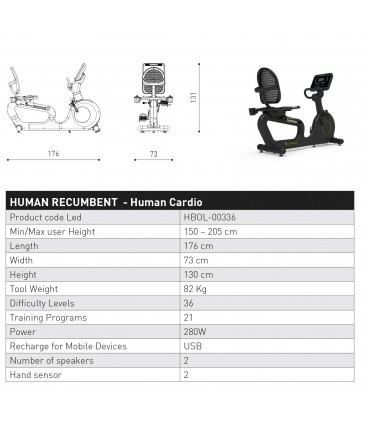 دوچرخه ثابت با پشتی کانالی - CANALI HUMAN RECUMBENT